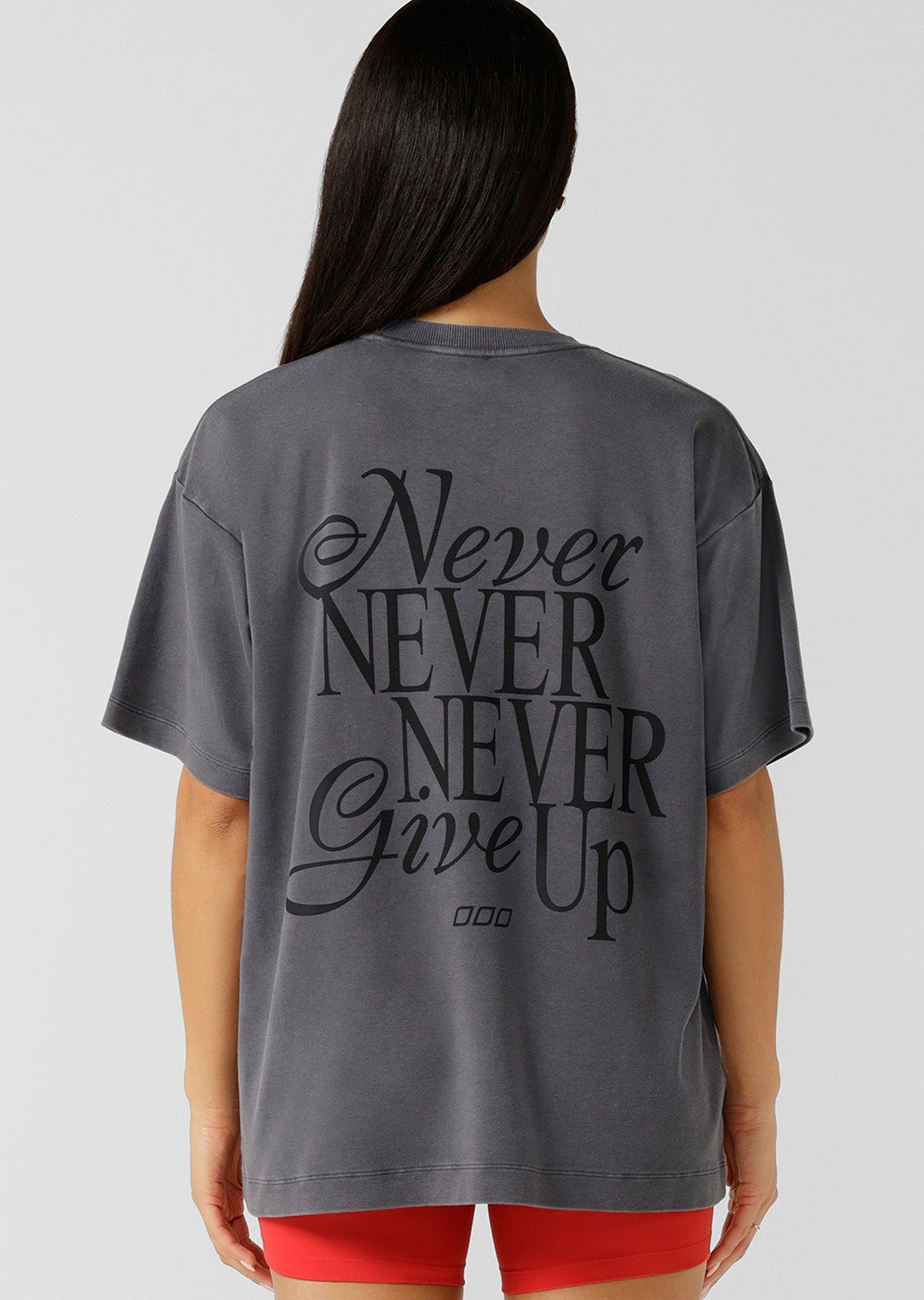 Never Give Up Washed Boyfriend T-Shirt