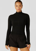 High Definition Reflective 1/2 Zip Long Sleeve Top