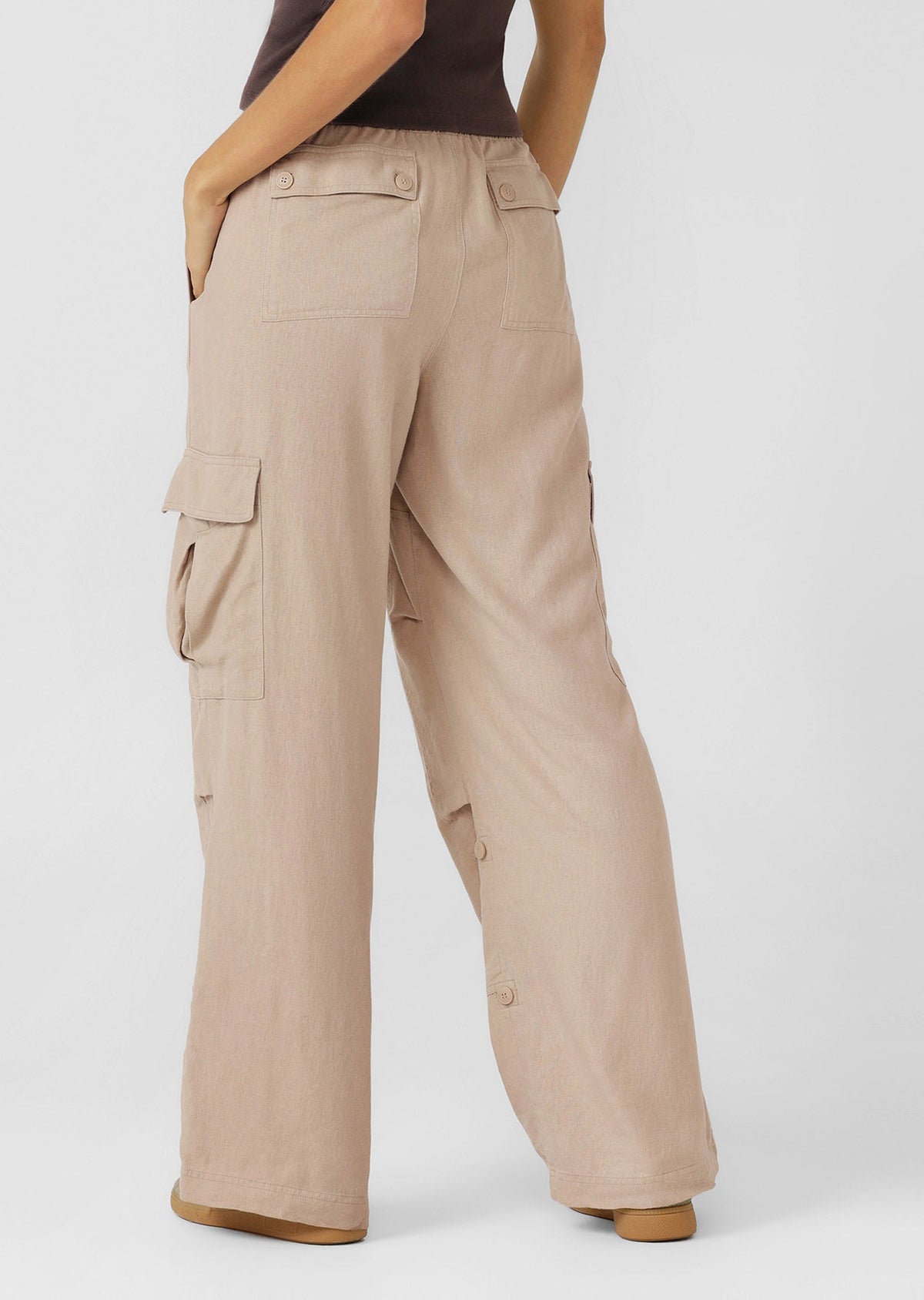 Linen Flashdance Wide Leg Cargo Pants