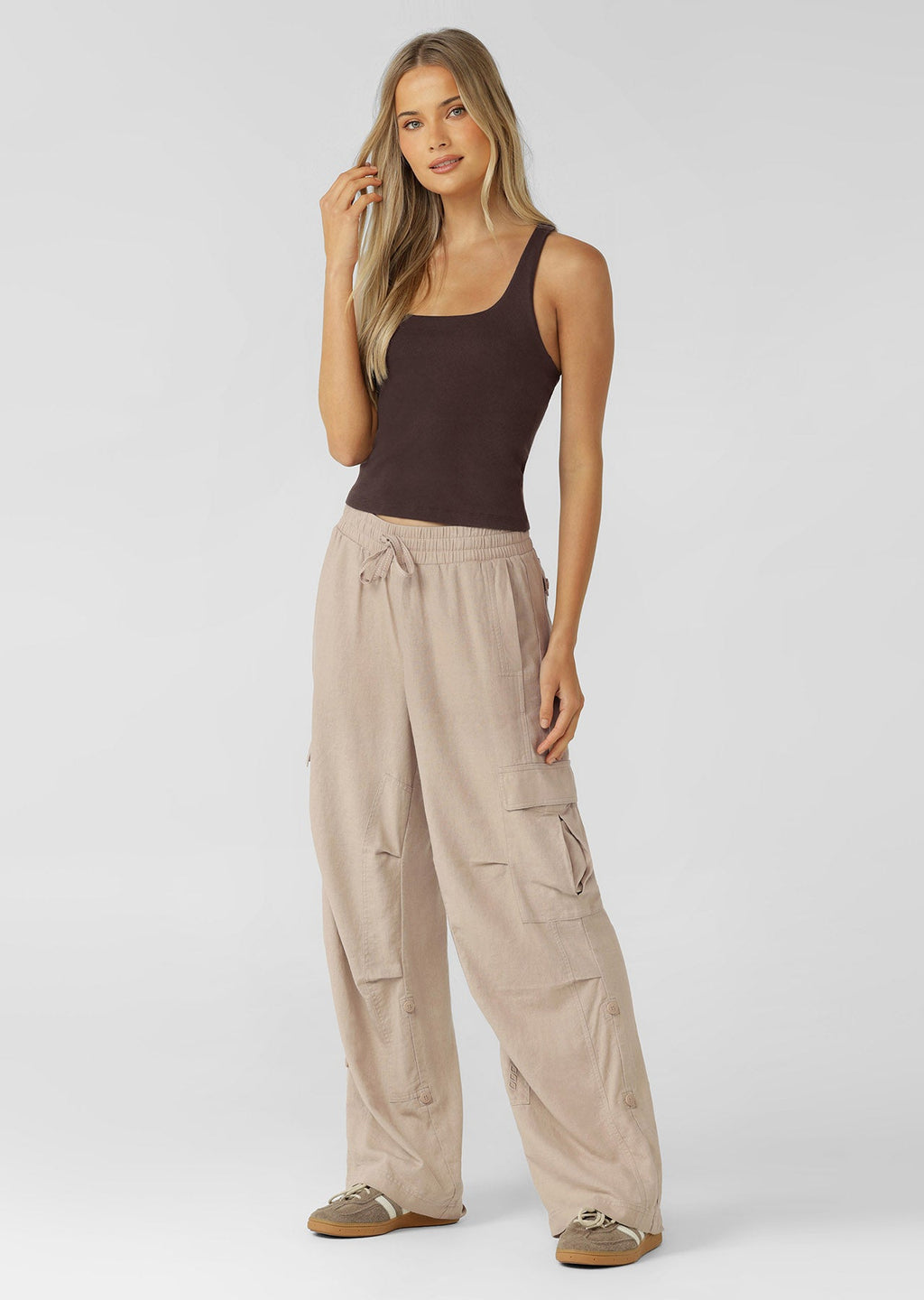 Linen Flashdance Wide Leg Cargo Pants