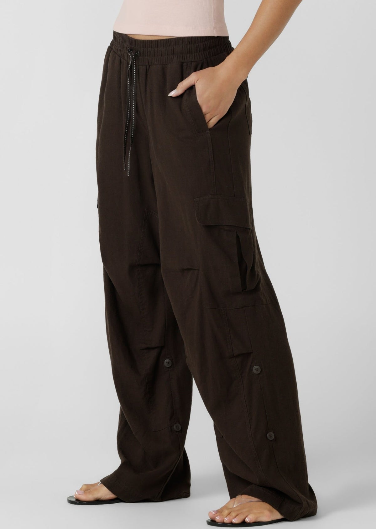 Linen Flashdance Wide Leg Cargo Pants