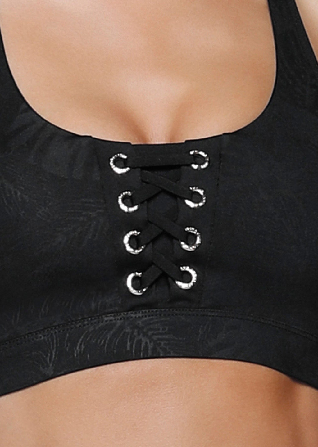 Black Luxe Palm Sports Bra