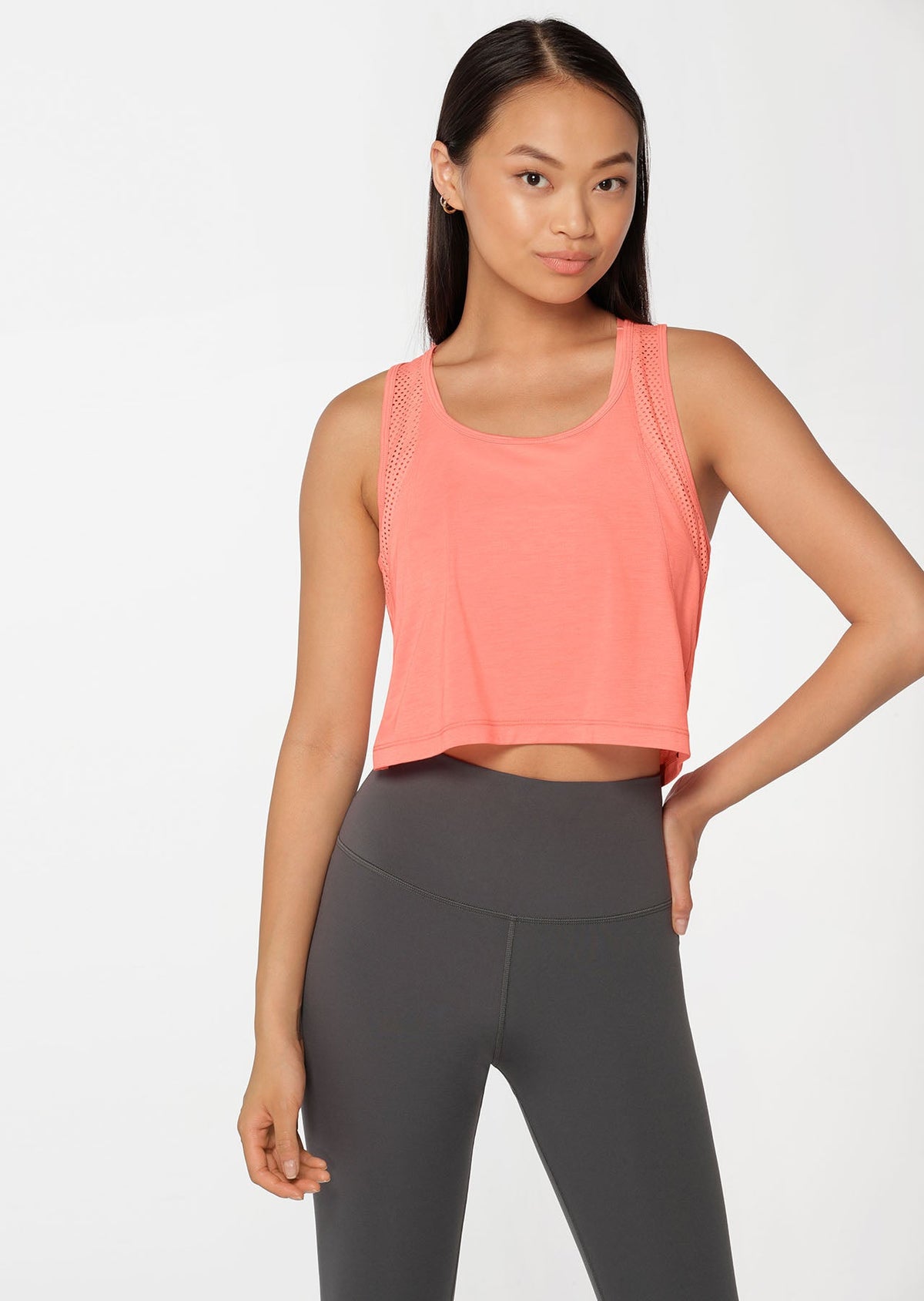 Cropped Mesh Active Tank