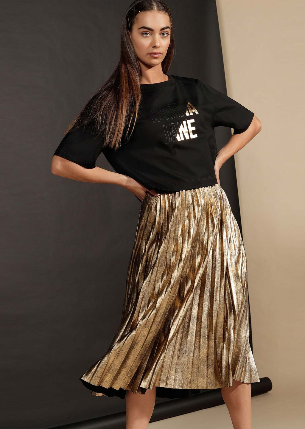 Golden Pleated Skirt