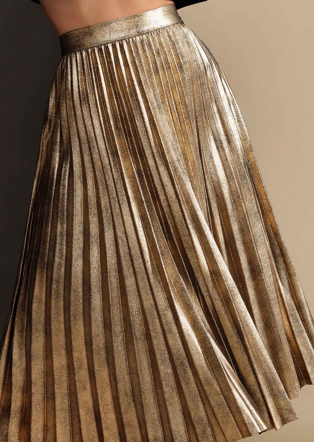 Golden Pleated Skirt