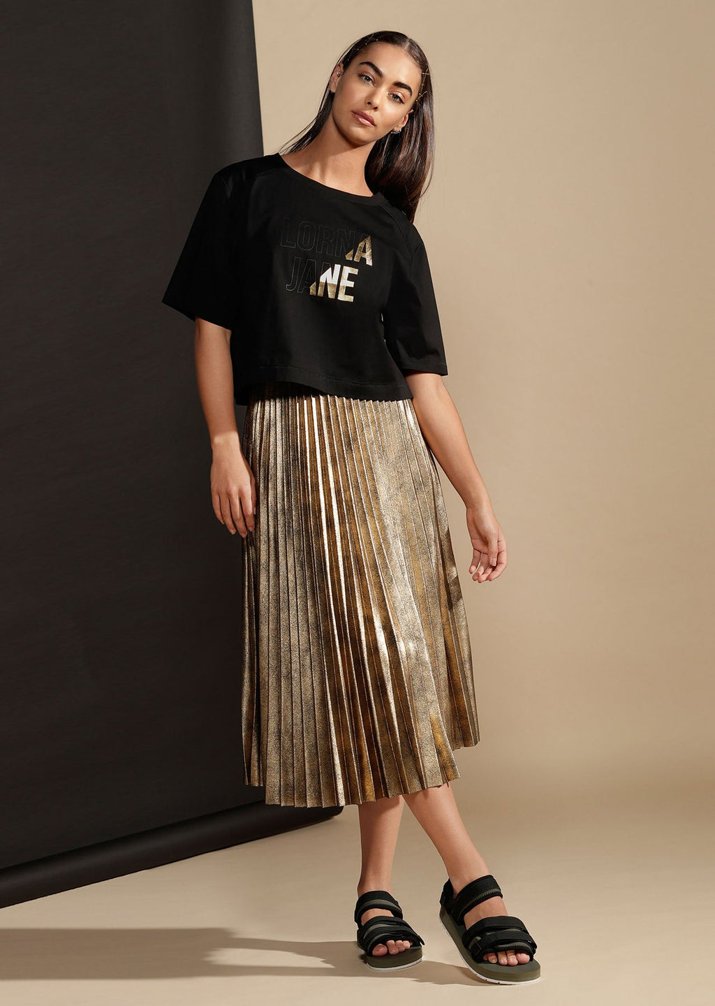 Golden Pleated Skirt