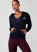 Lace Up Cropped Active Hoodie