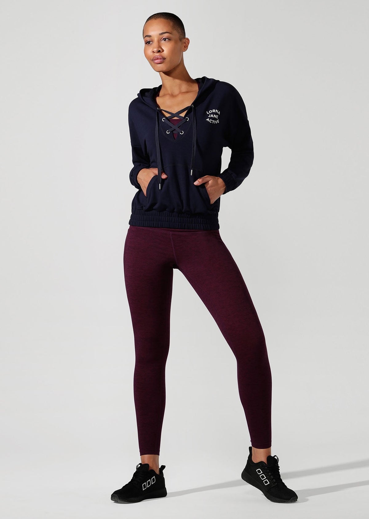 Lace Up Cropped Active Hoodie