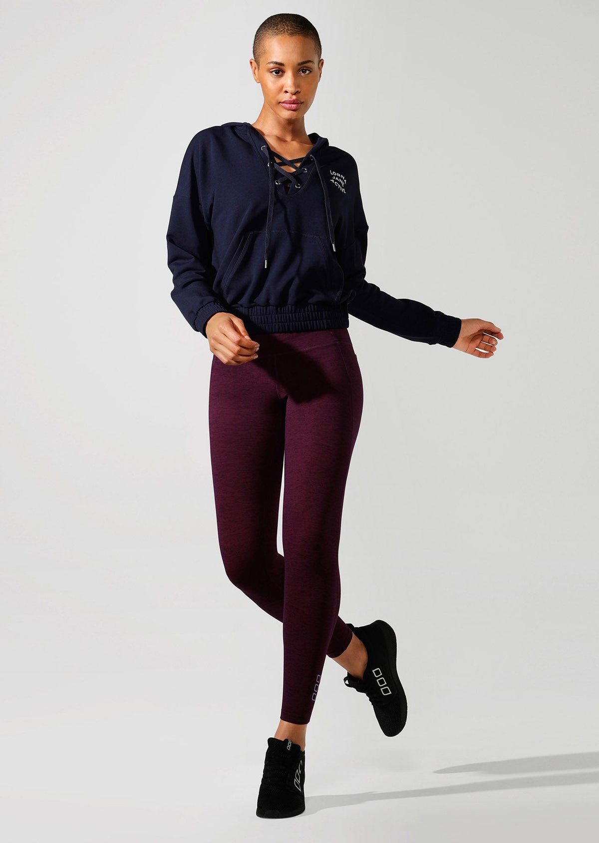 Lace Up Cropped Active Hoodie