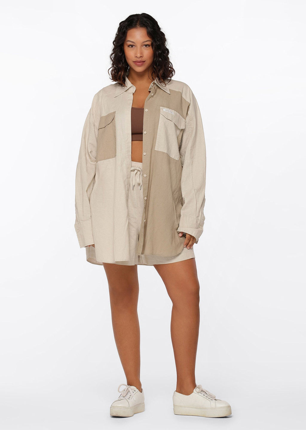 Leisure In Linen Colourblock Shirt