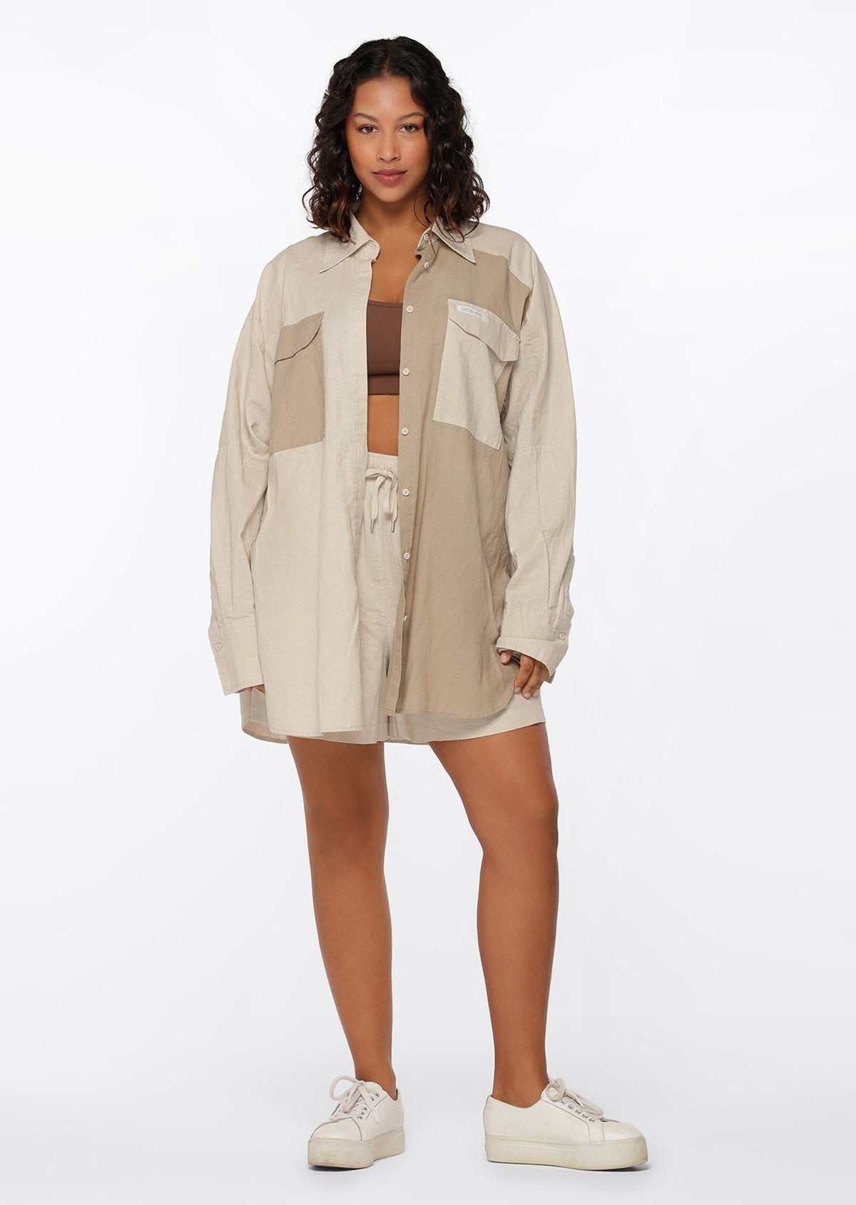 Leisure In Linen Colourblock Shirt